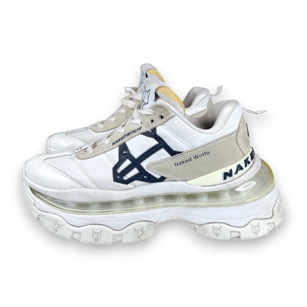 Naked Wolfe Platform Sneakers White Cream Chunky Trainer Shoe Style Fighter US 9